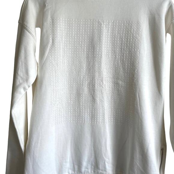 Noisy May Sweatshirt Women XS Cream High Neck Matte Sequence Design Cozy Warm - Picture 7 of 15